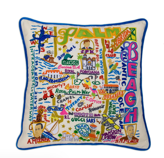 Palm Beach Hand-Embroidered Pillow