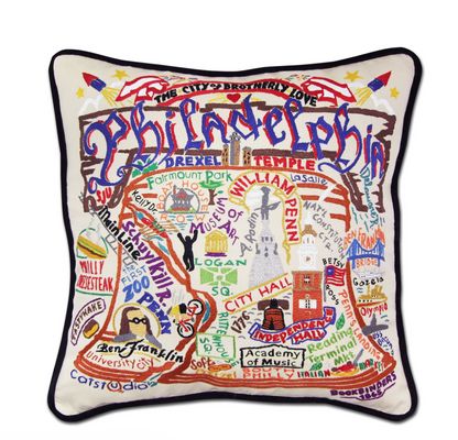 Philadelphia Hand-Embroidered Pillow