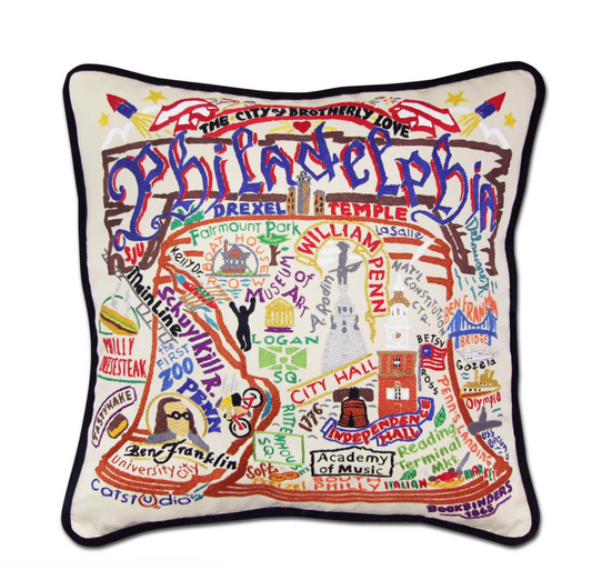 Philadelphia Hand-Embroidered Pillow