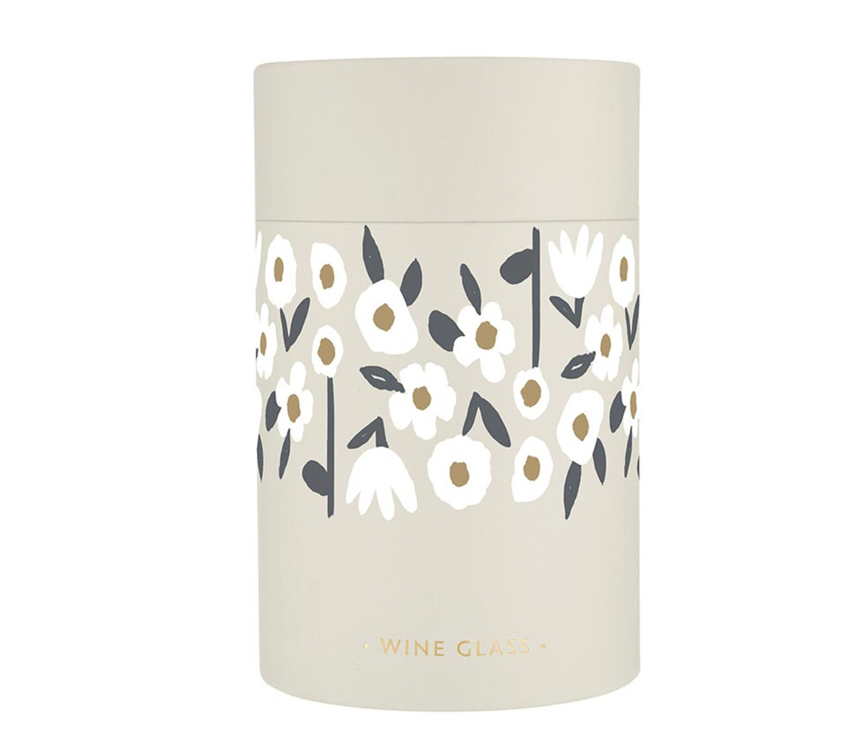 Gold Foil Stemless Wine Glass - Flowers