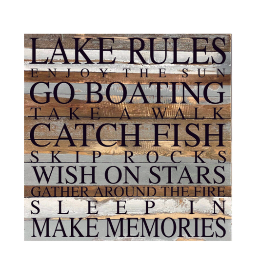 Lake Rules Reclaimed Wood Sign