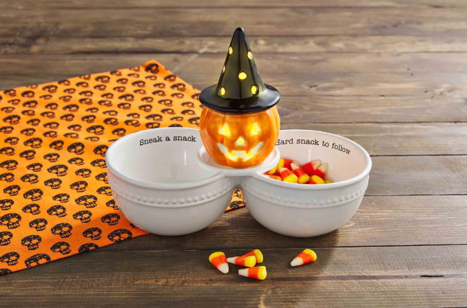 Light-up Witch Jack-O-Lantern Sitter