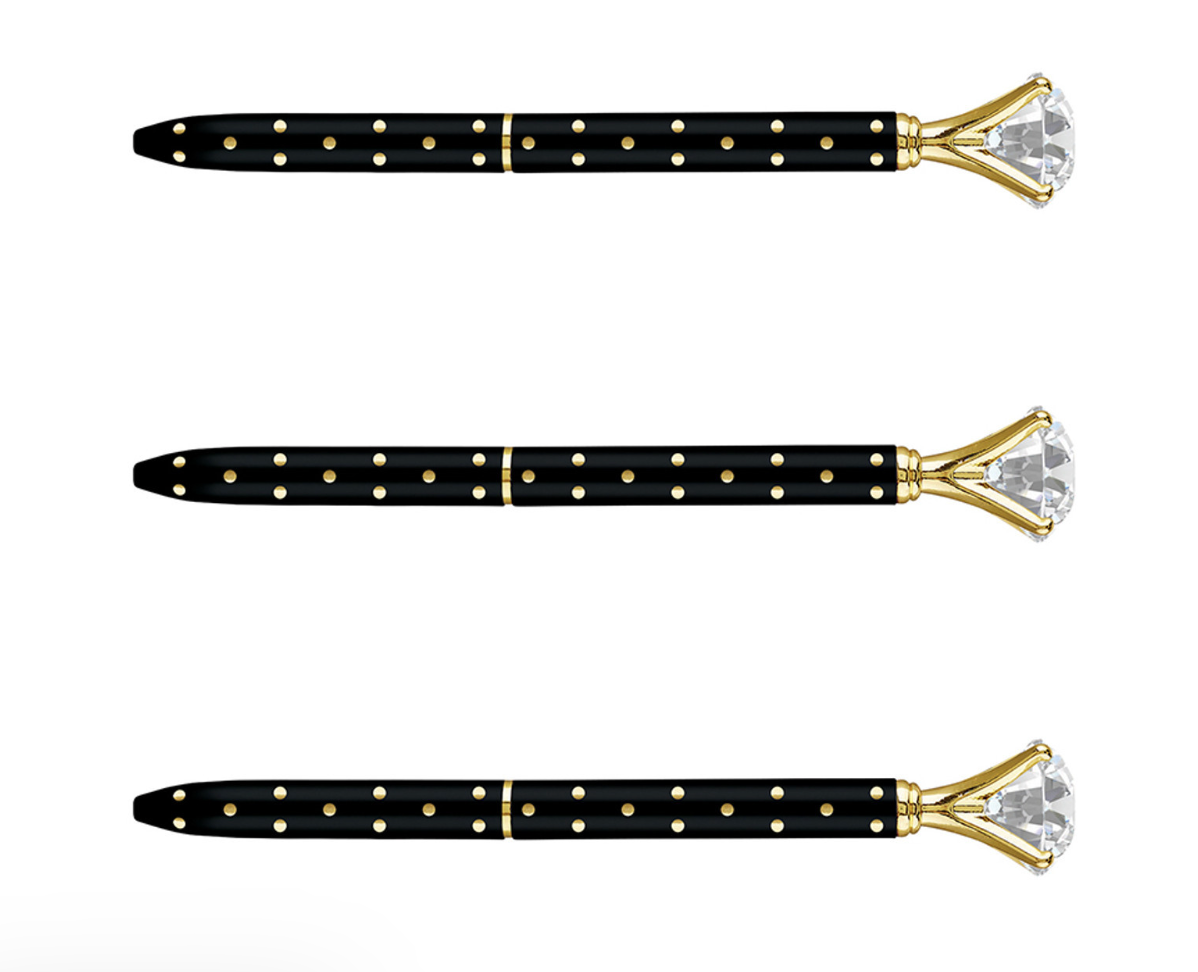 Gem Pen - Black/Metallic Dot