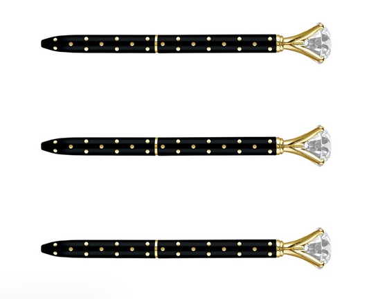 Gem Pen - Black/Metallic Dot