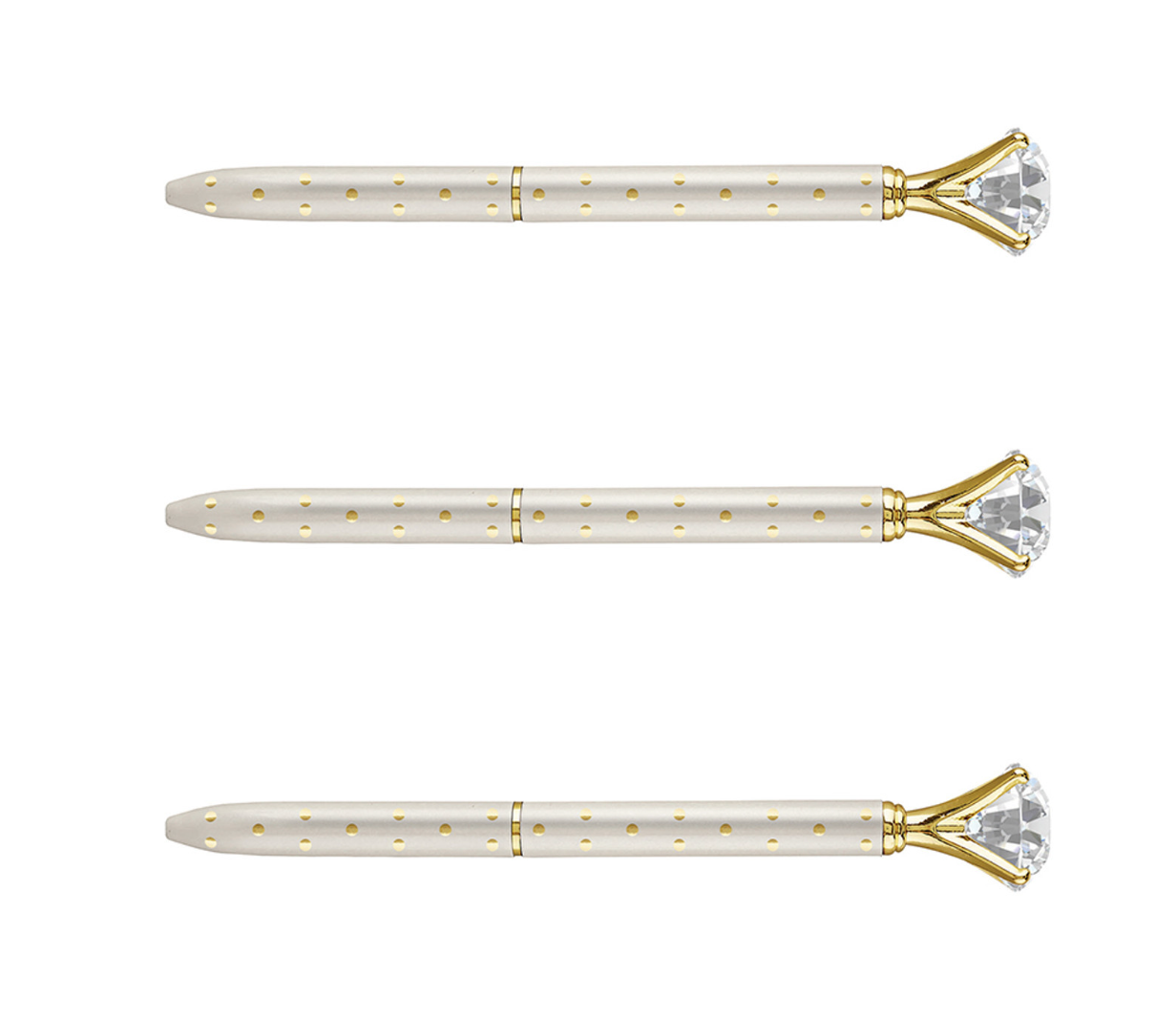Gem Pen - Ivory/Metallic Dot