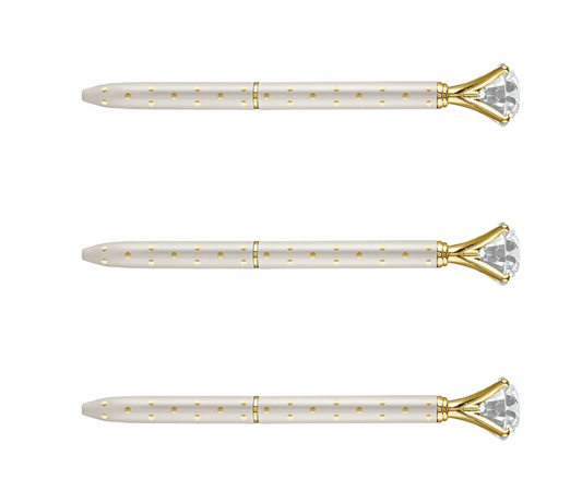 Gem Pen - Ivory/Metallic Dot