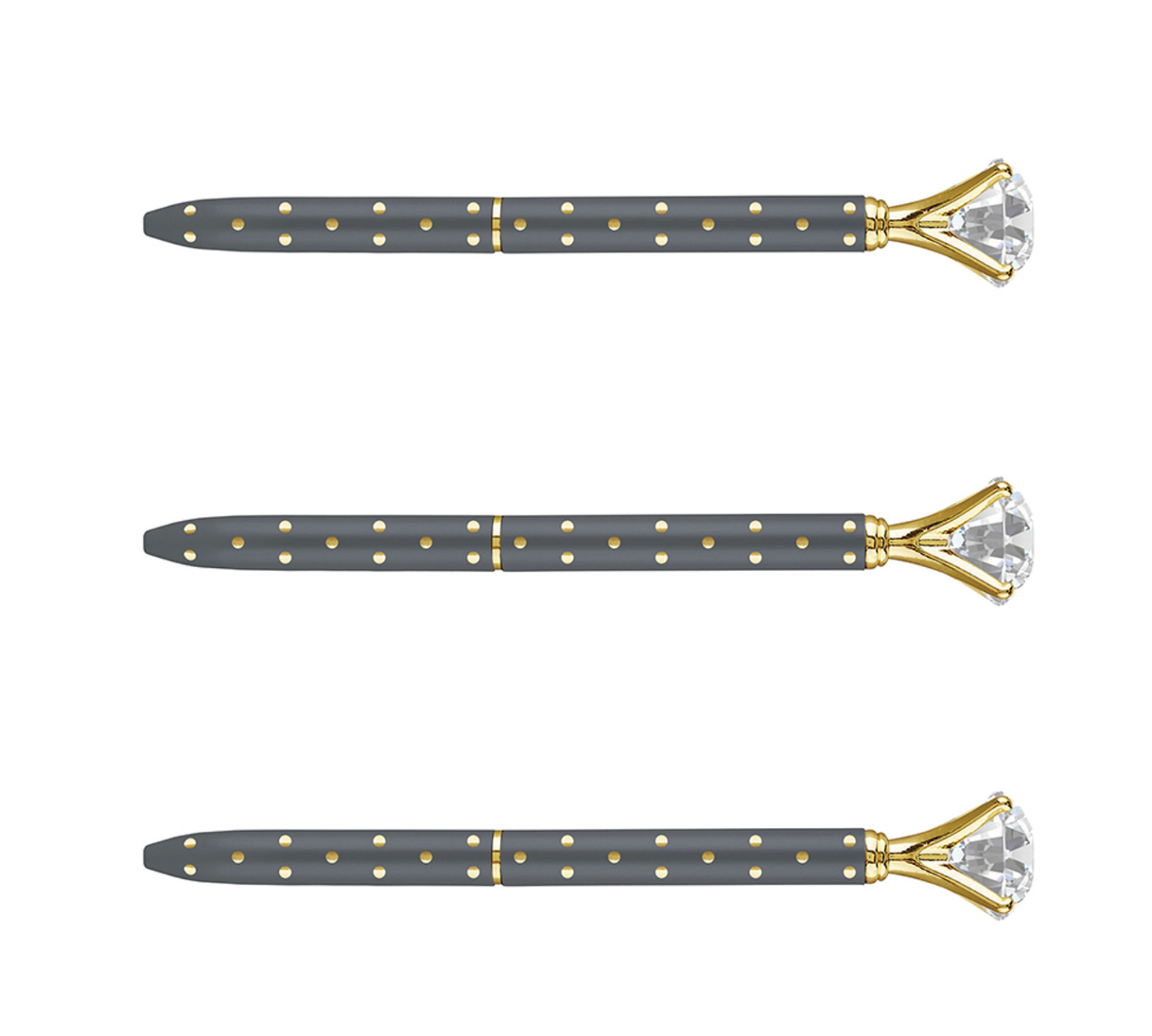 Gem Pens - Grey/Metallic Dot