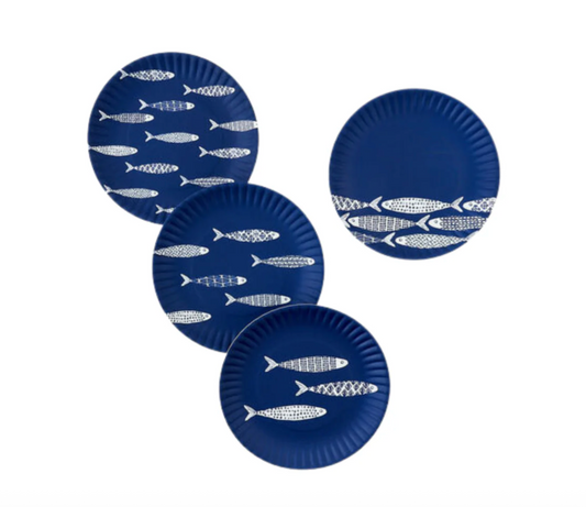 School of Fish "Paper" Melamine Plate - Set of 4