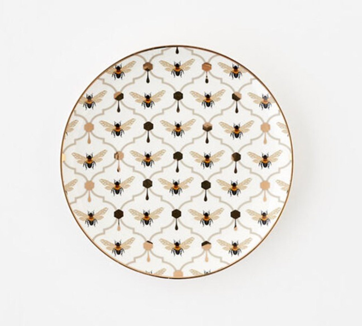 Busy Bees Coupe Plate w/Gold Trim