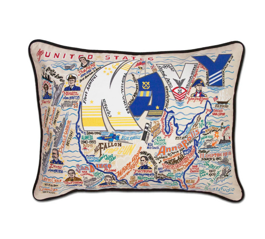 Navy Embroidered Pillow