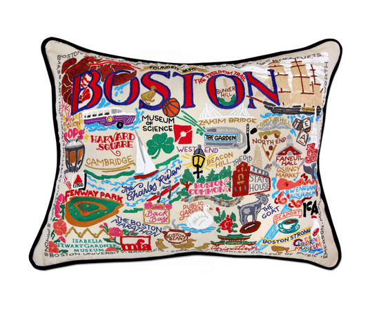 Boston Hand-Embroidered Pillow