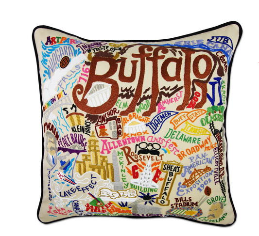 Buffalo Hand-Embroidered Pillow