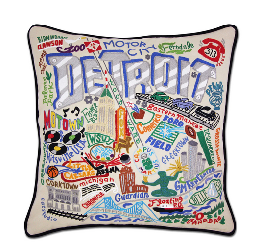 Detroit Hand-Embroidered Pillow