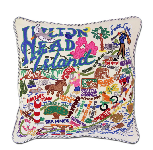 Hilton Head Hand-Embroidered Pillow