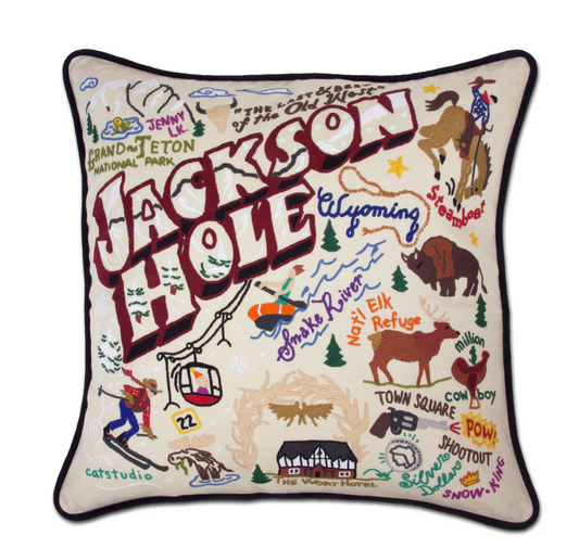 Jackson Hole Hand-Embroidered Pillow