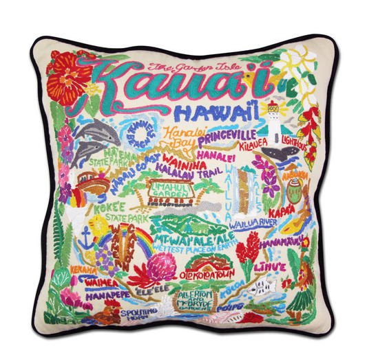 Kauai Hand-Embroidered Pillow