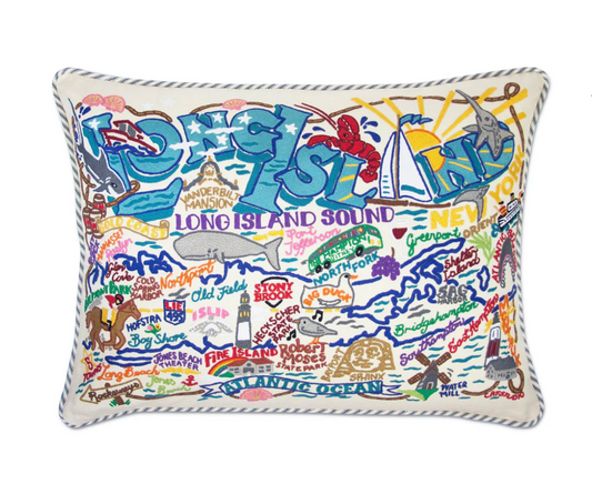 Long Island Hand-Embroidered Pillow