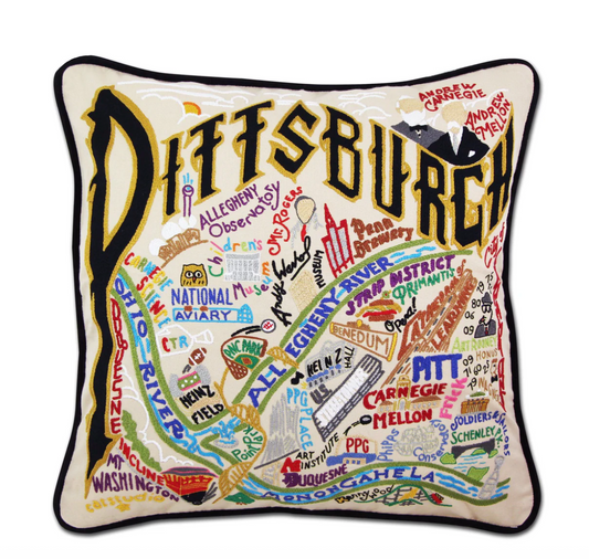 Pittsburgh Hand-Embroidered Pillow