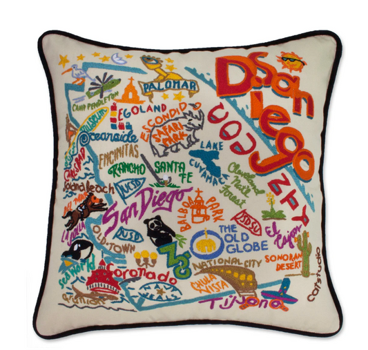 San Diego Hand-Embroidered Pillow