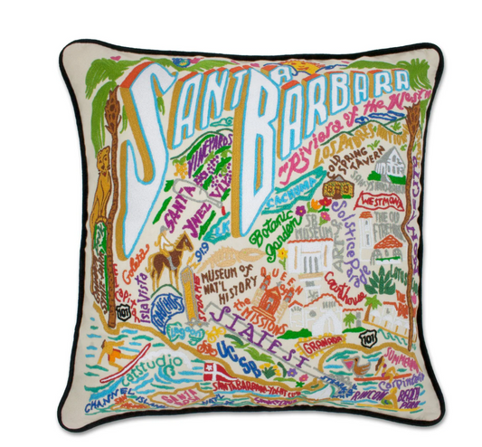 Santa Barbara Hand-Embroidered Pillow