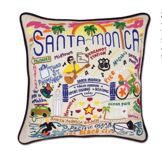 Santa Monica Hand-Embroidered Pillow