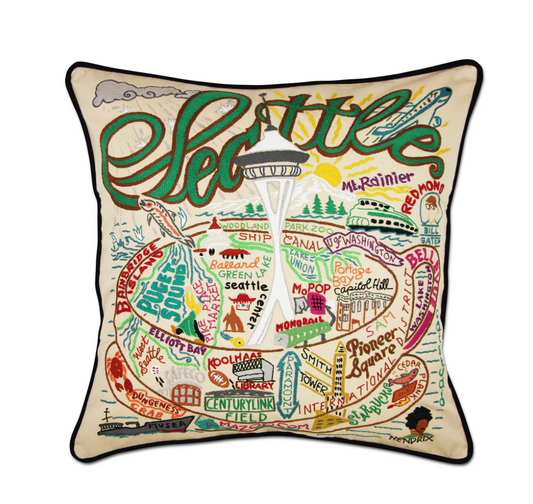 Seattle Hand-Embroidered Pillow