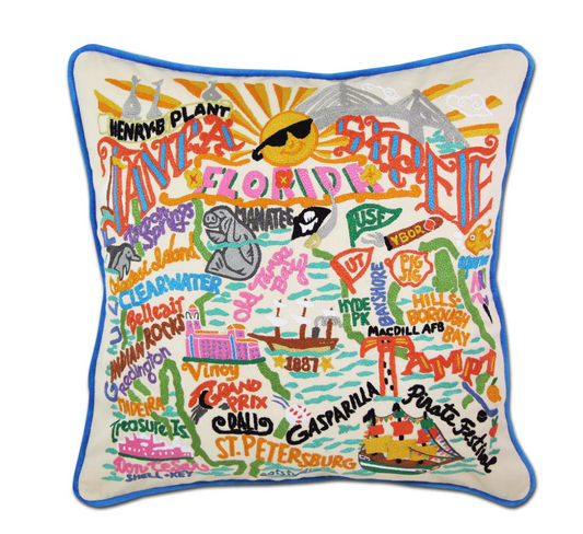Tampa-St. Pete Hand-Embroidered Pillow