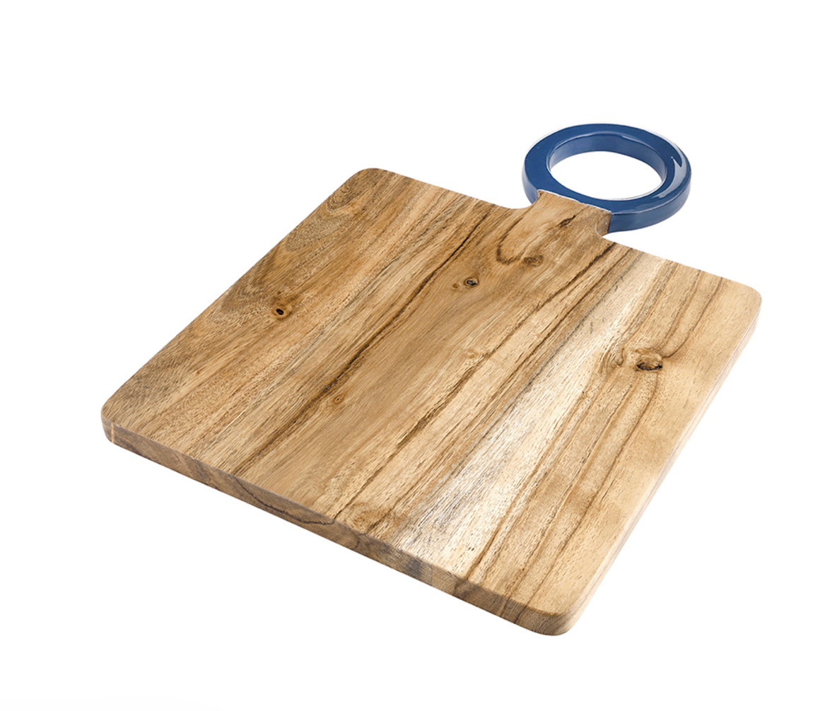 Wood Board with Enamel Handle - Small - Dusty Blue