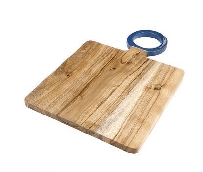 Wood Board with Enamel Handle - Small - Dusty Blue