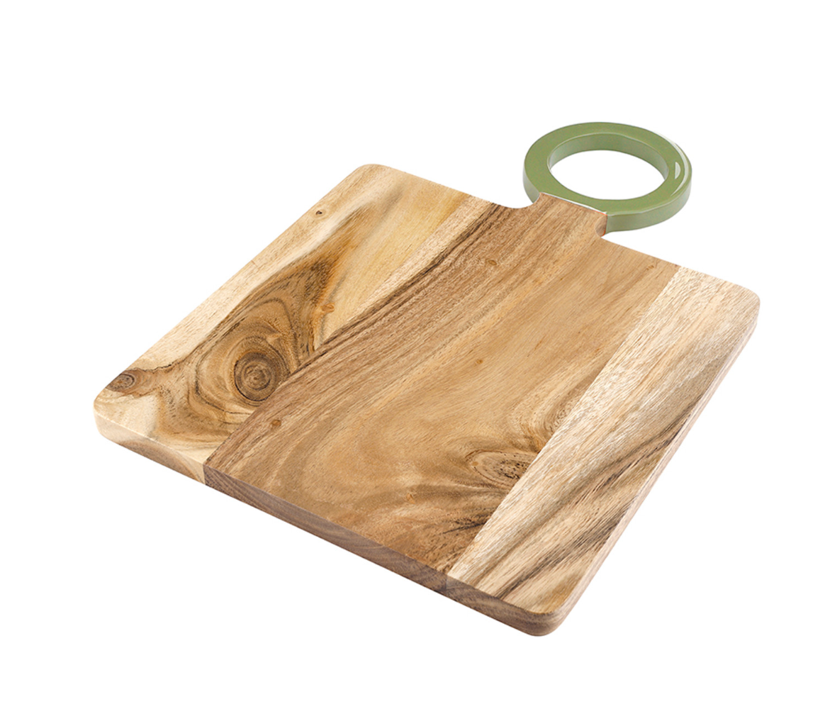 Wood Board with Enamel Handle - Small - Dark Sage