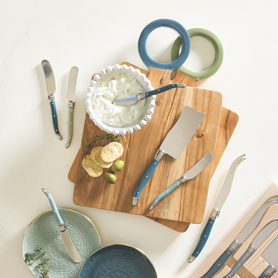 Wood Board with Enamel Handle - Small - Dusty Blue