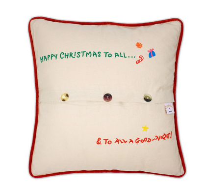 Night Before Christmas Hand-Embroidered Pillow