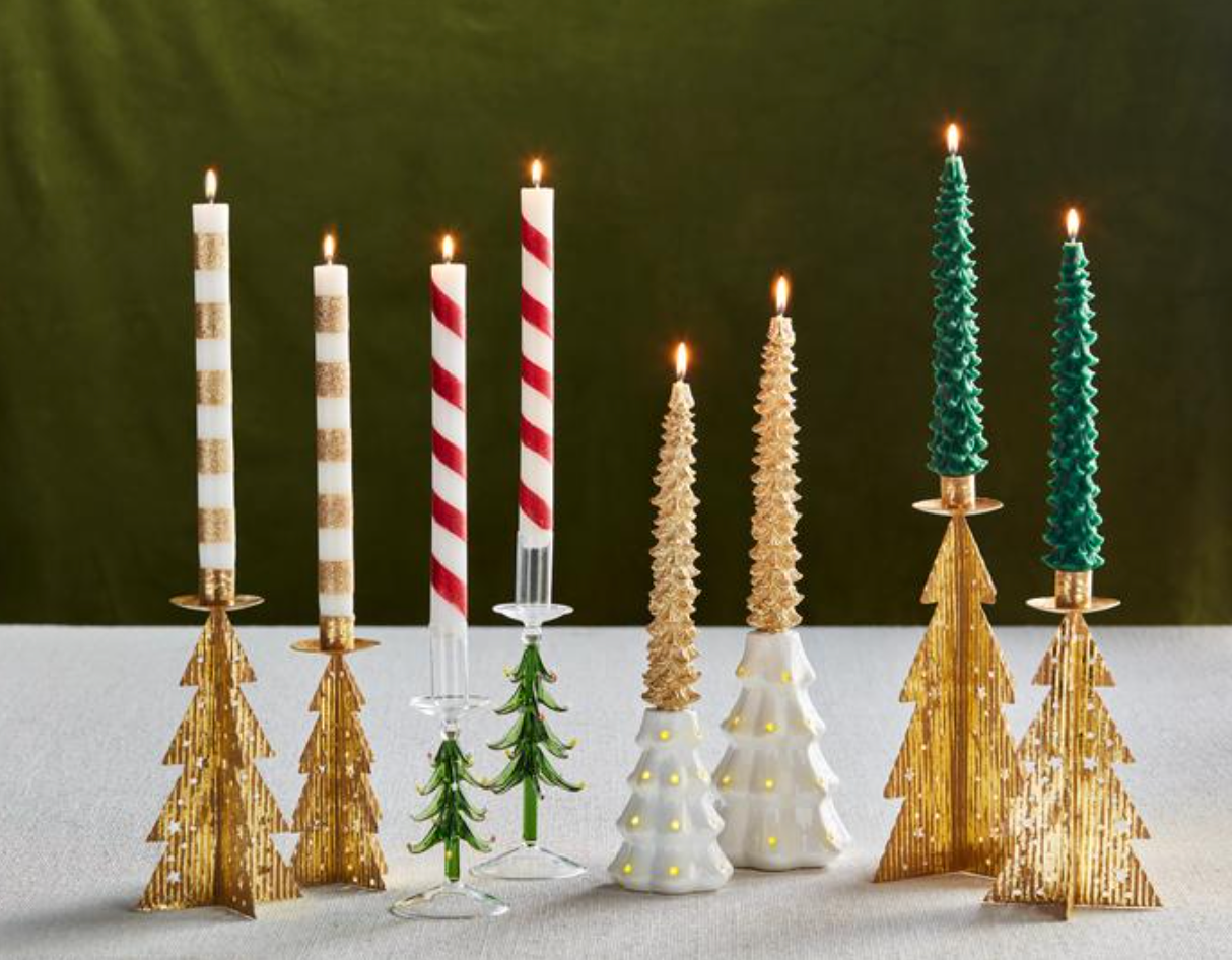 Christmas Tree Taper Candle Set