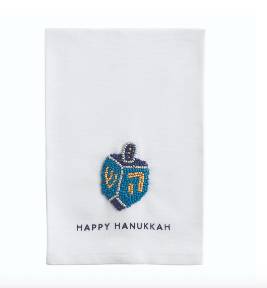 Dreidal Beaded Hanukkah Towel