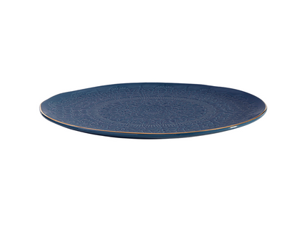 Gold Rim Stamped Ceramic Platter - 10" Dia