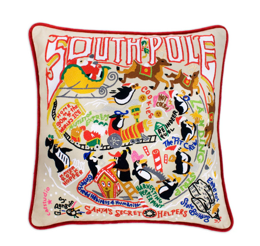 South Pole Hand-Embroidered Pillow