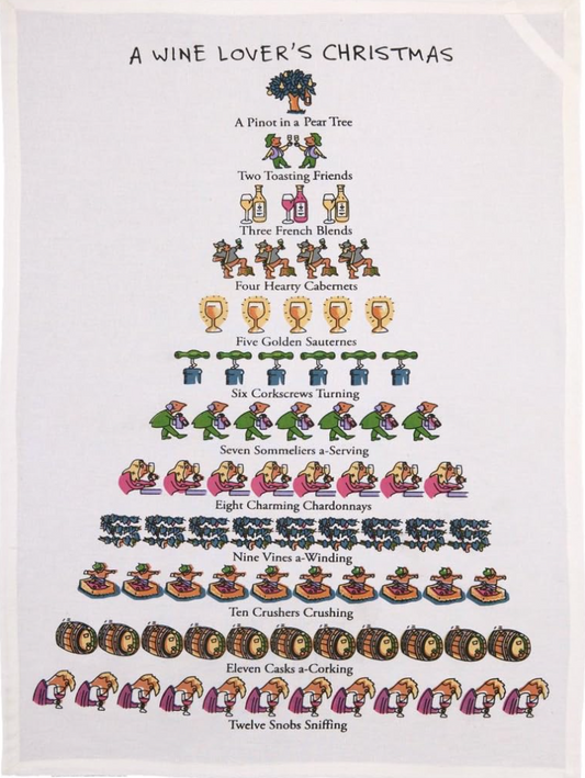 A Wine Lover's Christmas Kitchen Towel