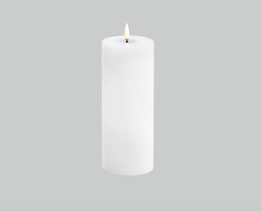 Nordic White LED Melted Pillar Candle - 3 x 8"