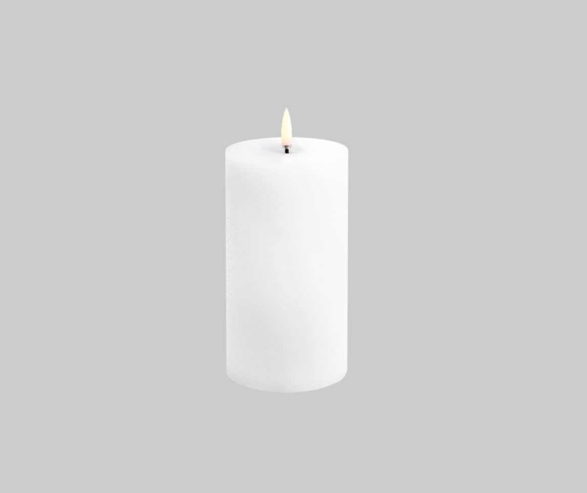 Nordic White LED Melted Pillar Candle - 3 x 6"