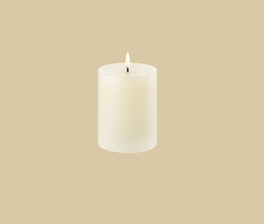 Ivory LED Melted Pillar Candle - 3 x 4"