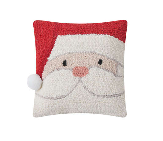 Holiday Santa W/Pom Hook Pillow