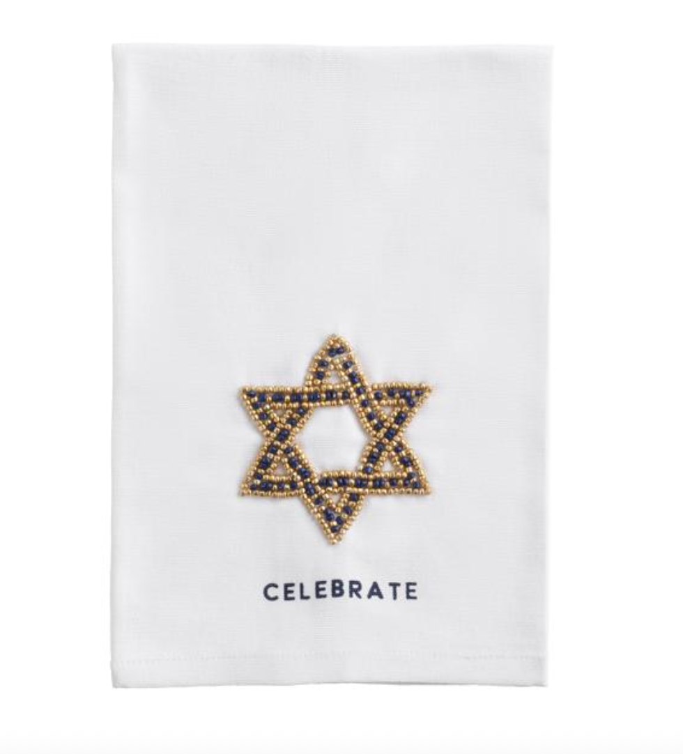 Star Beaded Hanukkah Towel