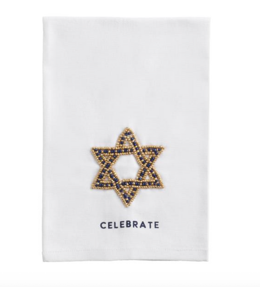 Star Beaded Hanukkah Towel