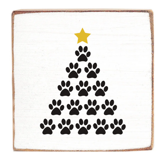 Paw Print Tree Decorative Wooden Block