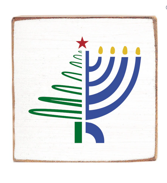 Christmas Hanukkah Wood Block