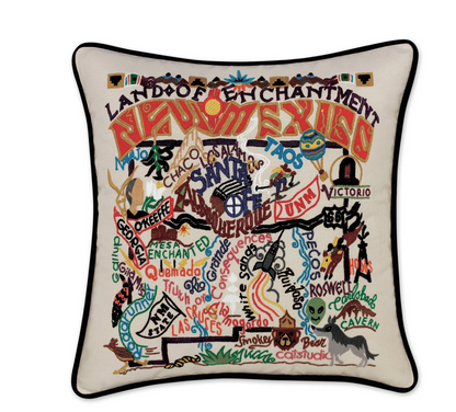 New Mexico Hand-Embroidered Pillow