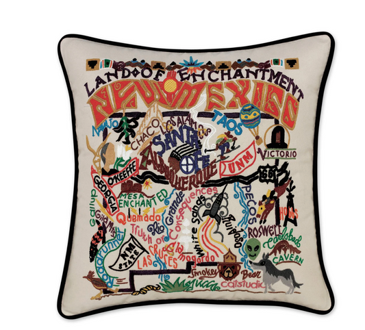 New Mexico Hand-Embroidered Pillow