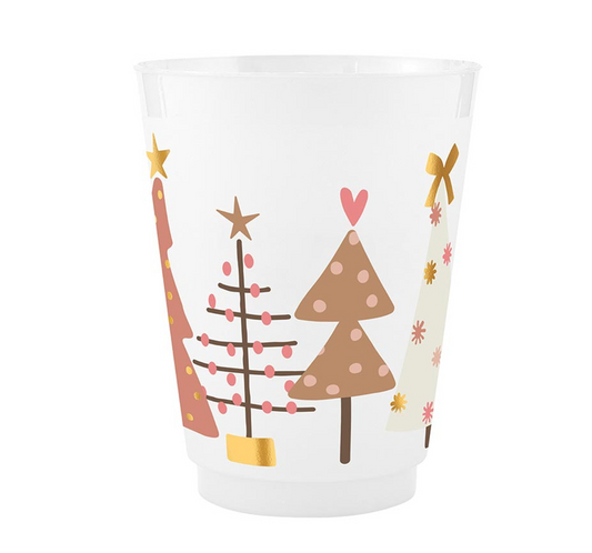 Gold Foil Frost Cups - Trees - Set of 8