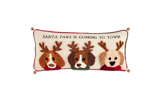 Santa Paws Dog Jingle Hooked Pillow