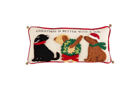 Christmas Is Better Dog Jingle Hooked Pillow
